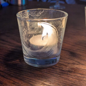 Handgegraveerde kaarsenhouders maan en sterren motief – set van 3 glazen sfeerlampen