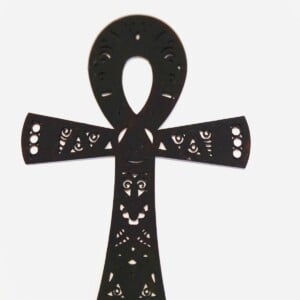 Houten Ankh Wanddecoratie – Levenssleutel Symbool – Laser Cut Design – 34 × 24 cm