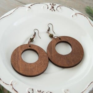 Houten oorbellen bruin/brons