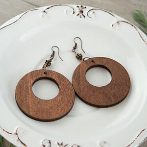 Houten oorbellen bruin/brons