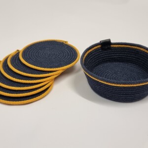 Koffieset met mandje – 6 onderzetters