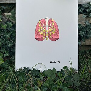 Kunst print, Eco materiaal, Handgemaakt, Uniek stuk! = Adem Juweel (poster, beige, verschillende maten)