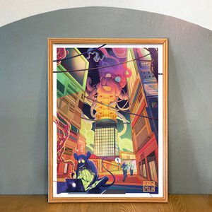 Kunstprint genaamd Quantum Heist, Illustratie wanddecoratie op mat fine-art papier