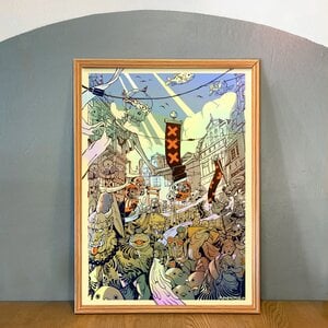 Kunstprint van Amsterdam monster parade, Illustratie wanddecoratie op mat fine-art papier