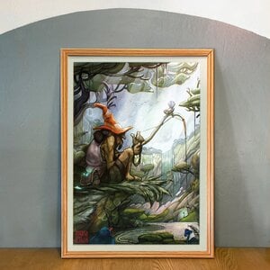 Kunstprint van visser uit Nieuw Zeeland, Illustratie wanddecoratie op mat fine-art papier