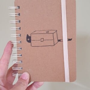 notiiteboekje, dagboek gelinieerd, met originele kattentekening (geen print)