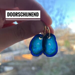 Oorbellen faux agate blauw I