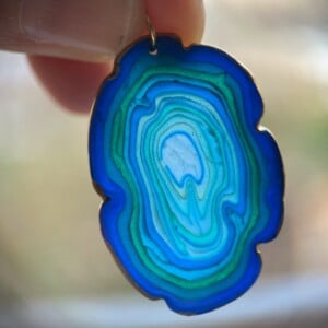 Oorbellen faux agate blauw II