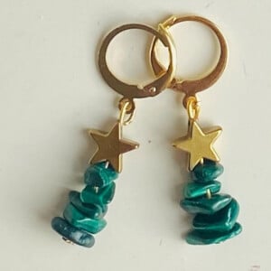 Oorbellen met kerstboompjes van malachiet en hematiet