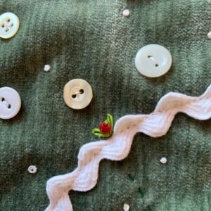 Wandkleed met roodborstje en berkentakje