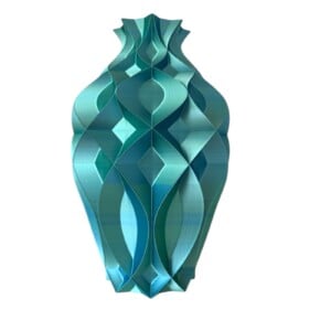 3D Vaas Verde Aura – Silk Blauw-Groene Design Vaas | 34 cm