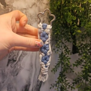 Blue Flower macrame keychain