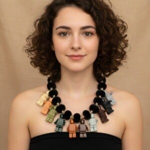 De donkere kant van LEGO – handgemaakte lego ketting met fluffy kralen