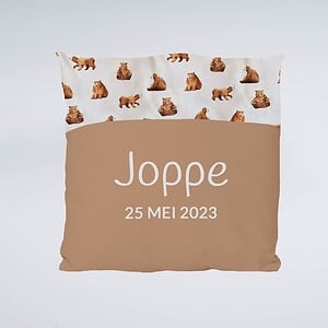 Gepersonaliseerd kussen Mama bear | Bruin / Beren sierkussen met naam en/of geboortedatum (optioneel)