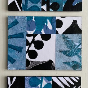 Grafische natuurcollage op hout