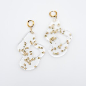 Grote Organische Vorm Oorbellen Gevuld met Echt Gipskruid (The Classics)