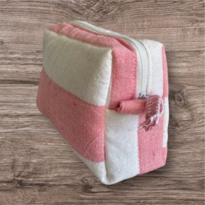 Handgemaakte make-up tas van katoen – gevoerd & gewatteerd – 4 mediterrane kleuren