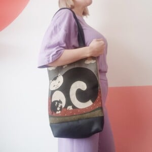 Katten tas, tote bag van gerecycled materiaal