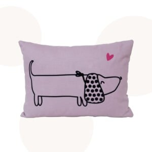 kussen Teckeltje Brownie - Lila meisjeskussen