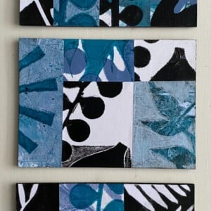 Natuurmotieven collage op hout