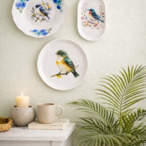 Showbordje met bloem en vogel