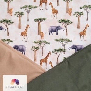 Vlaggenlijn African Savannah | Jungle / Wilde dieren / Safari / Groen / Beige slinger met vlaggetjes gemaakt van stof
