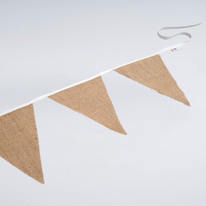 Vlaggenlijn jute, driehoek vlaggetjes, 5 en 10 meter