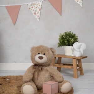 Vlaggenlijn Peachy Blossom | Pastel kleur (Roze / Beige / Neutraal / Aarde tinten) met bloemen slinger met driehoek vlaggetjes gemaakt van stof