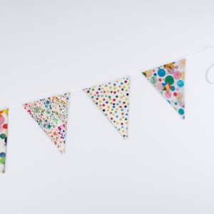 Vlaggenlijn Splatter of Colors | Kleurrijke slinger met vlaggetjes gemaakt van stof