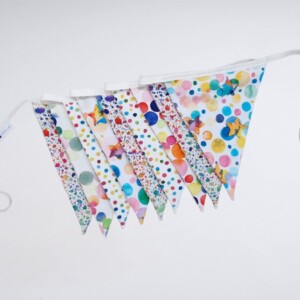 Vlaggenlijn Splatter of Colors | Kleurrijke slinger met vlaggetjes gemaakt van stof
