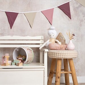 Vlaggenlijn Sweet Spring | Roze / Paars / Beige / Neutraal tinten slinger met driehoek vlaggetjes gemaakt van stof