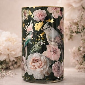 WILD - statement designvaas met vogels, bloemen en goudaccenten