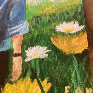 Woman in the Mountains – Bergbloei A4 kunstposter met bergen en bloemen