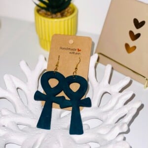 Ankh Oorbellen | Uitgelaserd & Met de Hand Geverfd | Uniek Design-hout