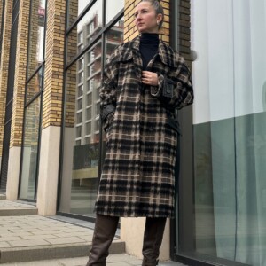 Dames jas, herfst/lente jas, funnel neck coat