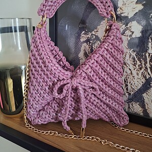 Gehaakte crossbody tas | Glitter lila