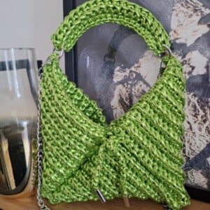 Gehaakte crossbody tas | Metallic groen