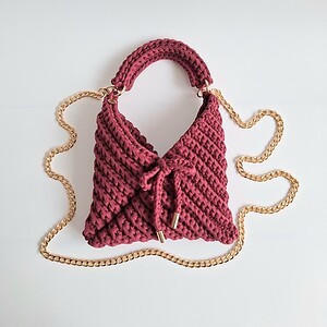 Gehaakte crossbody tas | Wijnrood