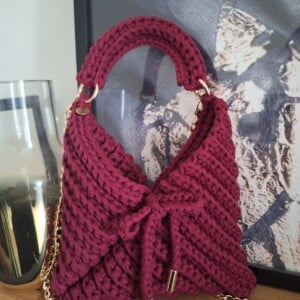 Gehaakte crossbody tas | Wijnrood