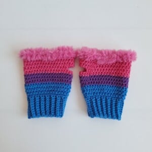 Gehaakte handschoenen - gehaakte vingerloze handschoenen | Biseksuele Pride vlag
