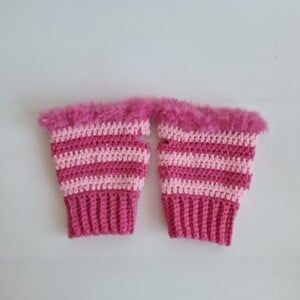 Gehaakte handschoenen - gehaakte vingerloze handschoenen | Knalroze en lichtroze