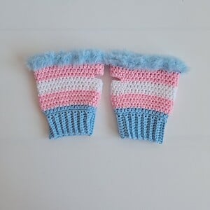 Gehaakte handschoenen - gehaakte vingerloze handschoenen | Transgender Pride vlag