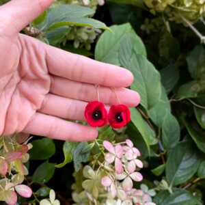Gehaakte Klaproos Oorbellen – Handgemaakte Rode Bloemen