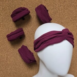 Haarband mousseline met draad | bordeaux | paars | handgemaakt | vormbaar | meerdere draagwijzen