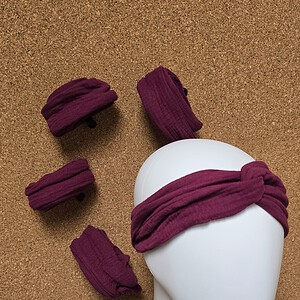 Haarband mousseline met draad | bordeaux | paars | handgemaakt | vormbaar | meerdere draagwijzen