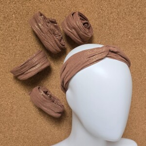 Haarband mousseline met draad | cognac | marine | handgemaakt | vormbaar | meerdere draagwijzen