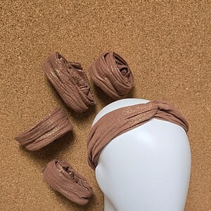 Haarband mousseline met draad | cognac | marine | handgemaakt | vormbaar | meerdere draagwijzen
