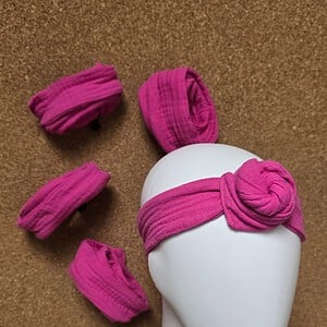 Haarband mousseline met draad | fuchsia | roze | handgemaakt | vormbaar | meerdere draagwijzen