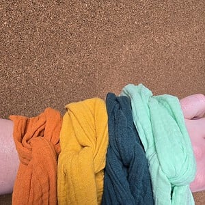 Haarband mousseline met draad | geel | oranje | handgemaakt | vormbaar | meerdere draagwijzen