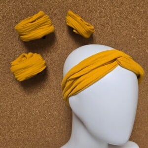 Haarband mousseline met draad | geel | oranje | handgemaakt | vormbaar | meerdere draagwijzen